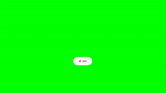 Like heart button pop burst right floating badge on green screen