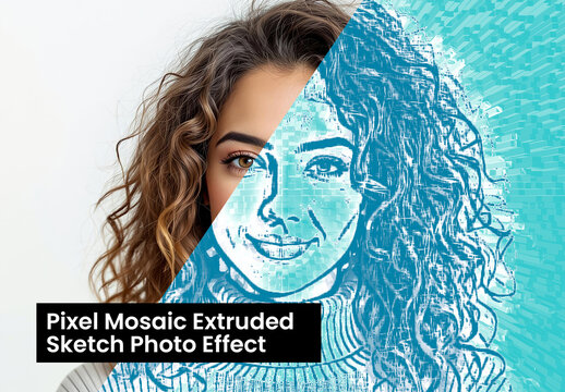 Pixel Mosaic Extruded Sketch Photo Effect