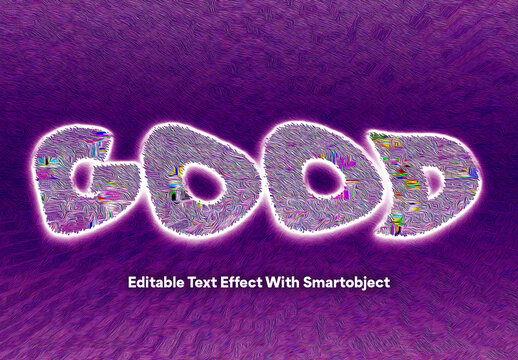 Purple Textured Glowing Text Effect With Psychedelic Typography