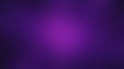 Abstract Gradient Grainy Texture Background, Vibrant violet and magenta grainy gradient background featuring central light glow and heavy noise texture for artistic retro digital backdrop