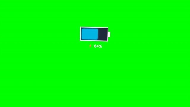 Battery charging level indicator right floating badge on green screen