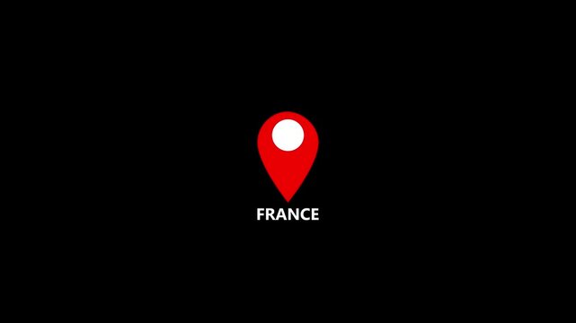 Minimalist red location pin highlighting france with clean modern for travel maps infographics business