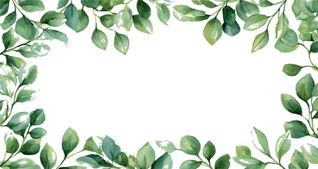 Fototapeta premium Botanical Green Leaves Frame, Decorative Nature Border with Foliage.