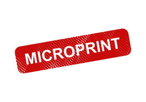 Red microprint stamp with text microprint illustration
