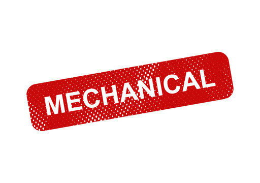 Red mechanical warning stamp with bold text illustration