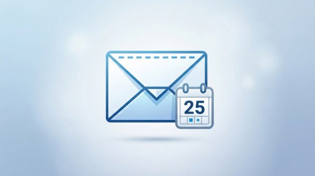 Blue envelope icon with a calendar date reminder