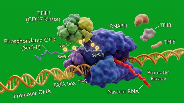 Molecular model of RNA Polymerase II transcription initiation and CTD phosphorylation
