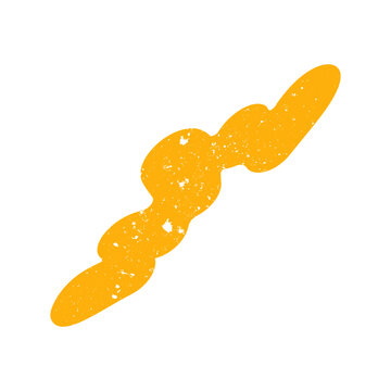 Hand drawn doodle grunge abstract scribble yellow shape. Simple textured noise effect isolated white background item