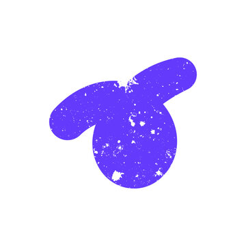 Hand drawn doodle grunge abstract scribble purple graphic shape. Simple textured noise effect isolated white background item