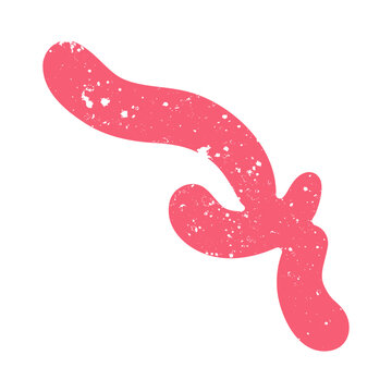 Hand drawn doodle grunge naive abstract scribble pink graphic element shape. Simple textured noise effect isolated white background item