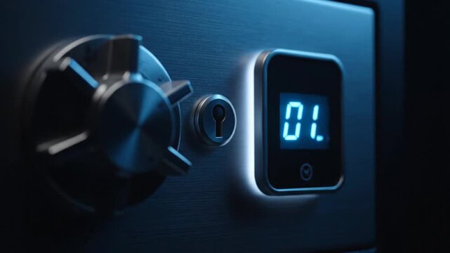 Modern steel safe with digital lock and mechanical dial