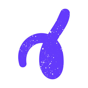 Hand drawn doodle naive abstract scribble purple graphic curved shape. Simple textured noise effect isolated white background item