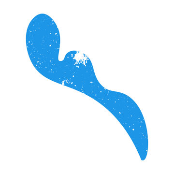 Hand drawn doodle grunge abstract scribble blue graphic curved shape. Simple textured noise effect isolated white background item