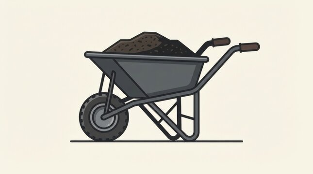 Wheelbarrow filled with dirt for gardening work