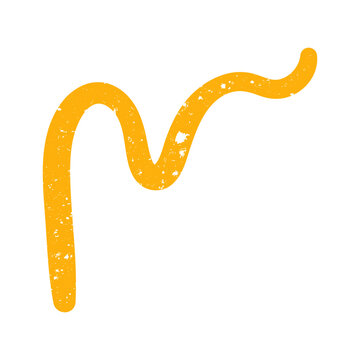 Hand drawn doodle naive abstract scribble yellow single element shape. Simple textured noise effect isolated white background item