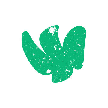 Hand drawn doodle grunge naive abstract scribble green graphic curved shape. Simple textured noise effect isolated white background item
