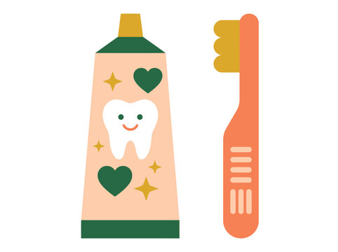 Cute Toothbrush and Toothpaste Illustration for Pediatric Dental Care