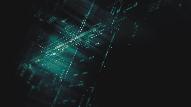 Futuristic data network visualization with glowing digital streams, big data analytics interface, cyber technology background and communication system in curved virtual display