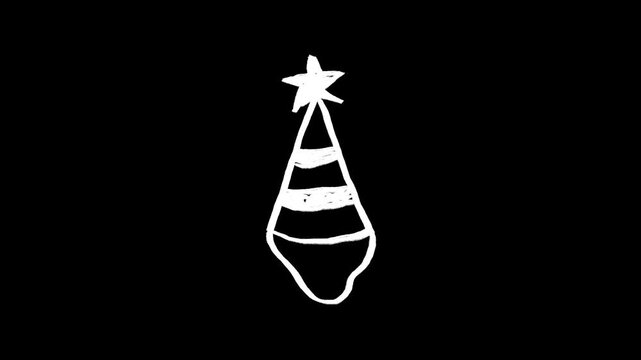 Party hat hand drawn animation, animated birthday cap doodle, motion celebration sketch, festive moving illustration