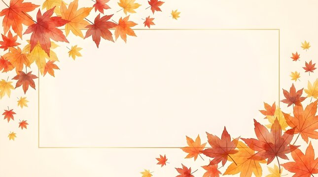 Autumn maple leaves frame a blank white space for text or design elements