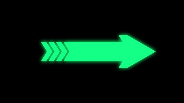 glowing green arrow sweep animation seamless loop animation on transparent background. 4k video