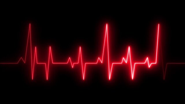 ECG monitor beating heart with a neon electrocardiogram overlay, featuring dynamic HUD elements, Digital Heartbeat Plus Animation. Cardiogram cardiograph oscilloscope screen .4k video