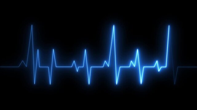 ECG monitor beating heart with a neon electrocardiogram overlay, featuring dynamic HUD elements, Digital Heartbeat Plus Animation. Cardiogram cardiograph oscilloscope screen .4k video