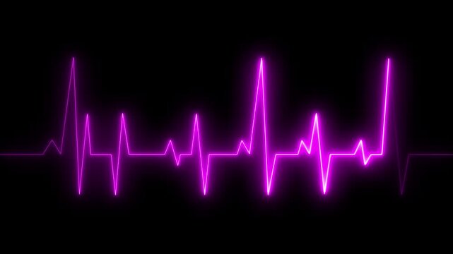 ECG monitor beating heart with a neon electrocardiogram overlay, featuring dynamic HUD elements, Digital Heartbeat Plus Animation. Cardiogram cardiograph oscilloscope screen .4k video