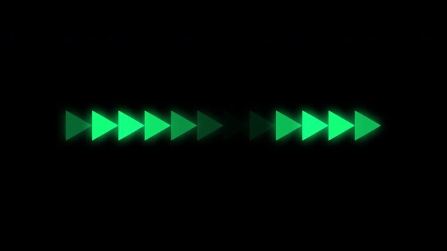 glowing green arrows sweep animation seamless loop animation on transparent background. 4k video