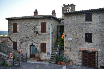 Obraz premium Pienza, streets, houses and palaces of the historic village, Val d'Orcia, Tuscany, Italy