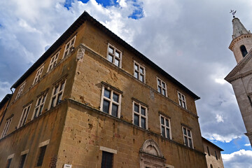 Obraz premium Pienza, streets, houses and palaces of the historic village, Val d'Orcia, Tuscany, Italy