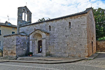 Obraz premium San Quirico d'Orcia, the Church of Santa Maria Assunta, Siena, Val d'Orcia, Tuscany, Italy