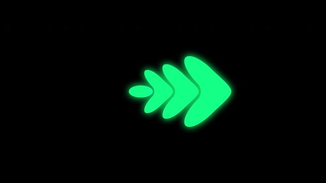 glowing green arrow sweep animation seamless loop animation on transparent background. 4k video