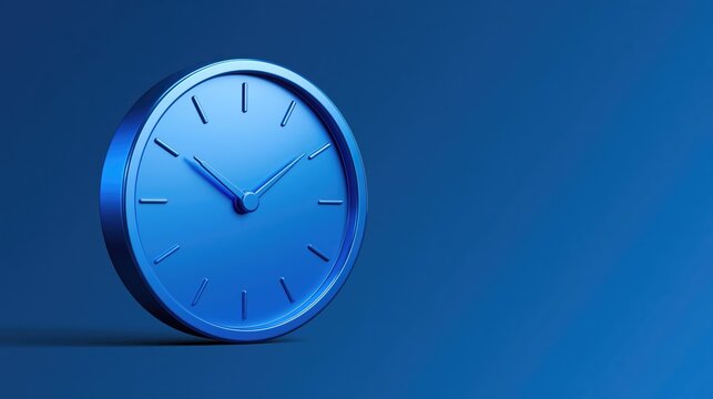 Efficiency and time management for business growth with a minimalist blue clock on a dark background
