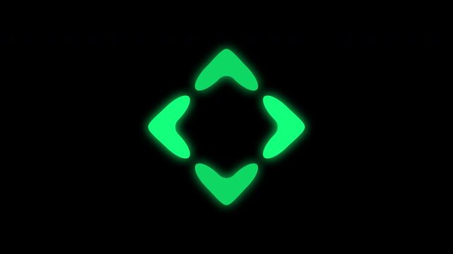 glowing green arrow sweep animation seamless loop animation on transparent background. 4k video