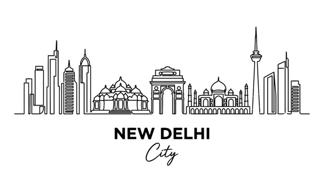 New Delhi Skyline: India Gate, Temples, Modern Architecture, Landmark Cityline