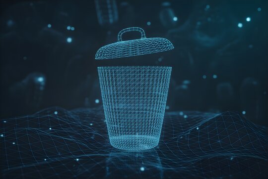 Conceptual digital recycle bin representing online information removal and data security measures