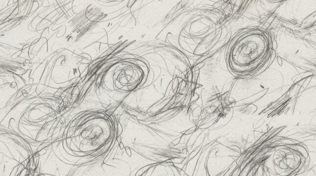 Seamless hand drawn pencil sketch pattern with swirling lines, scribbles, and shading for artistic backgrounds and textures.