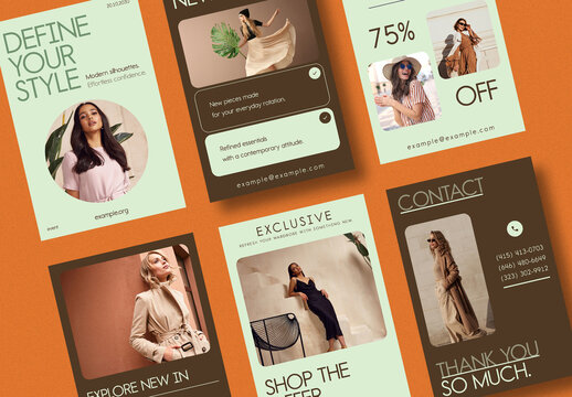 Fashion social media post templates, modern clothing promotion