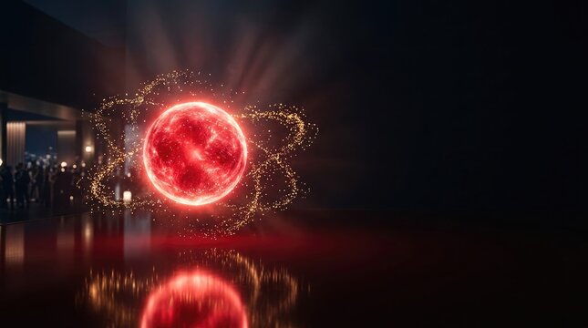 A vibrant digital display featuring a glowing red circle celebrating national china day with artistic patterns on a dark background