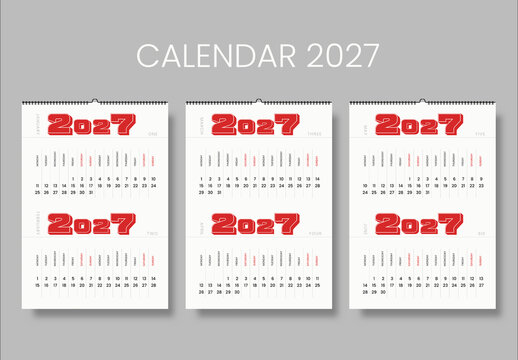 Minimal 2027 Calendar Template