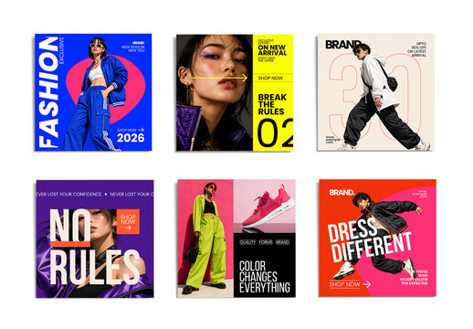 Modern And Vibrant Fashion Social Media Post Template