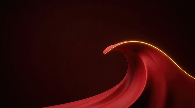 A vibrant red silk fabric wave flowing elegantly against a dark background for a national china day celebration design concept