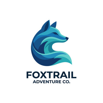 A striking fox logo design symbolizing cunning and agility, representing an adventure company focused on exploration and outdoor activities in a modern style.