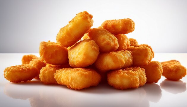 Food Photography Featuring Crunchy Golden Tater Tots Piled On Smooth White Backdrop