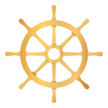 golden ship wheel vintage navigation icon