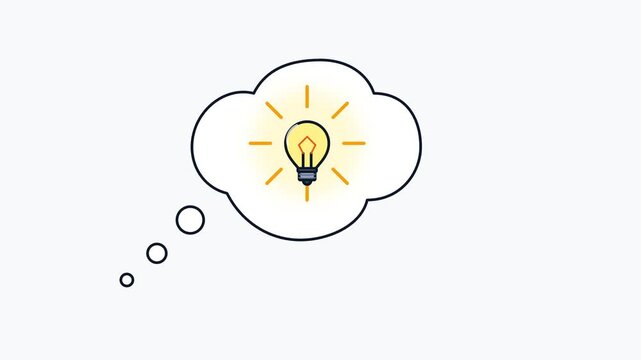 Glowing light bulb inside a thought bubble vector illustration for creative idea generation and brainstorming