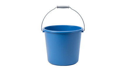Bright blue plastic bucket with sturdy handle isolated on white background © PixelAura