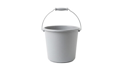 Simple grey plastic bucket with sturdy handle for household cleaning tasks © PixelAura