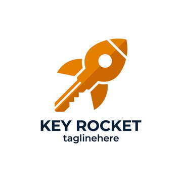 This logo creatively combines a key and a rocket, representing unlocking potential and achieving new heights, suitable for technology and innovation-focused ventures.